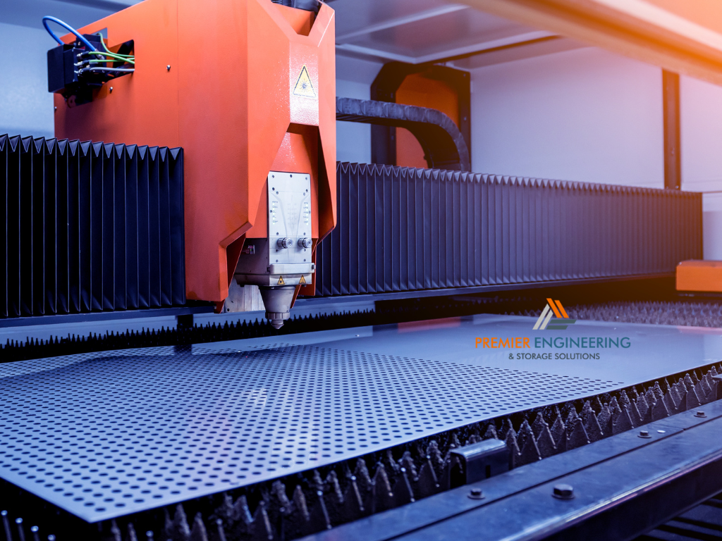Industrial steel cutting machine processing sheet metal
